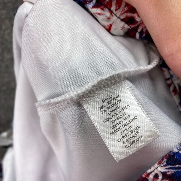 CJ Banks Skort Women 24W Plus Blue Geometric Short A-Line Lined Cotton Button - Picture 8 of 10